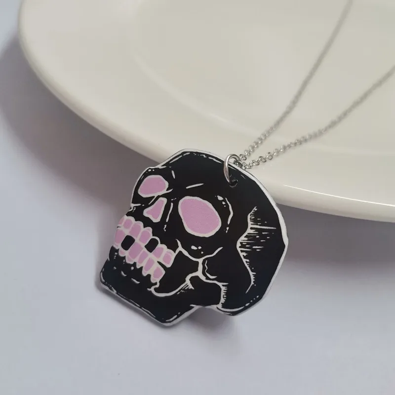 Цепочка с подвеской в виде черепа на Хэллоуин акриловое ожерелье изображением