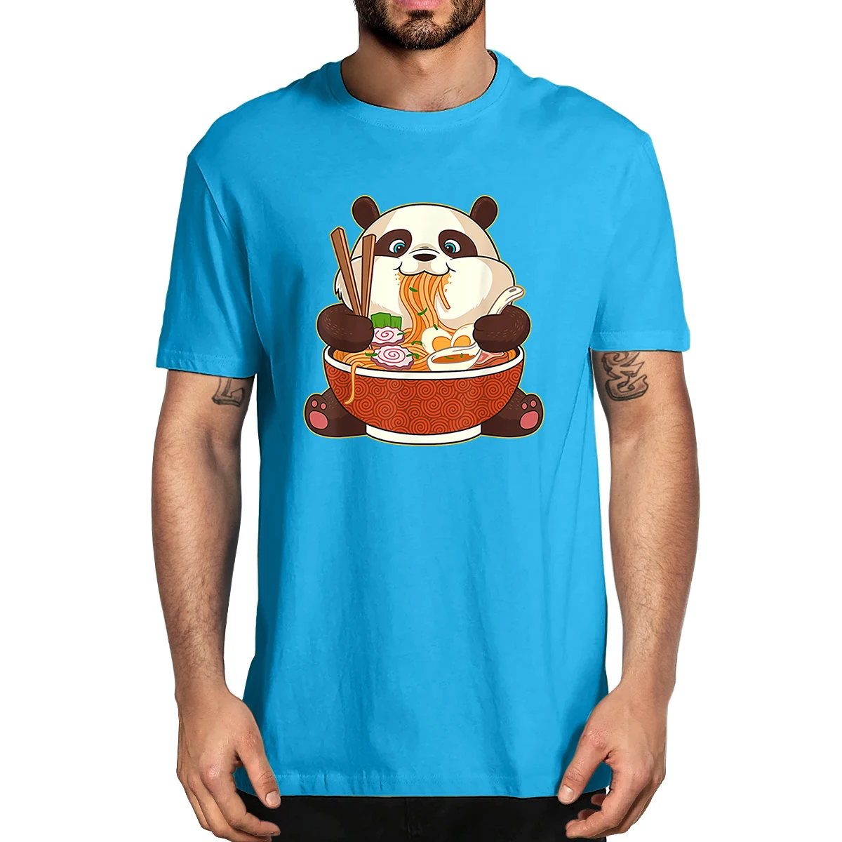 

100% Cotton Kawaii Cute Anime Panda Otaku Japanese Ramen Noodles Gift Men's Novelty T-Shirt Women Casual Streetwear Harajuku Tee
