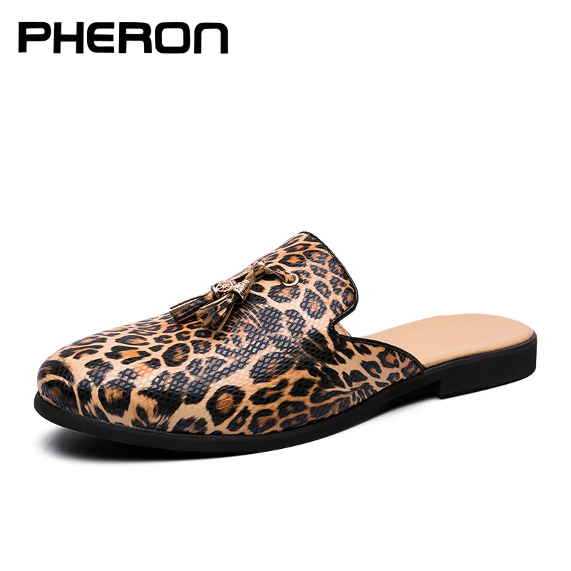 Туфли мужские из натуральной кожи дышащие без задника модные лоферы шлепанцы