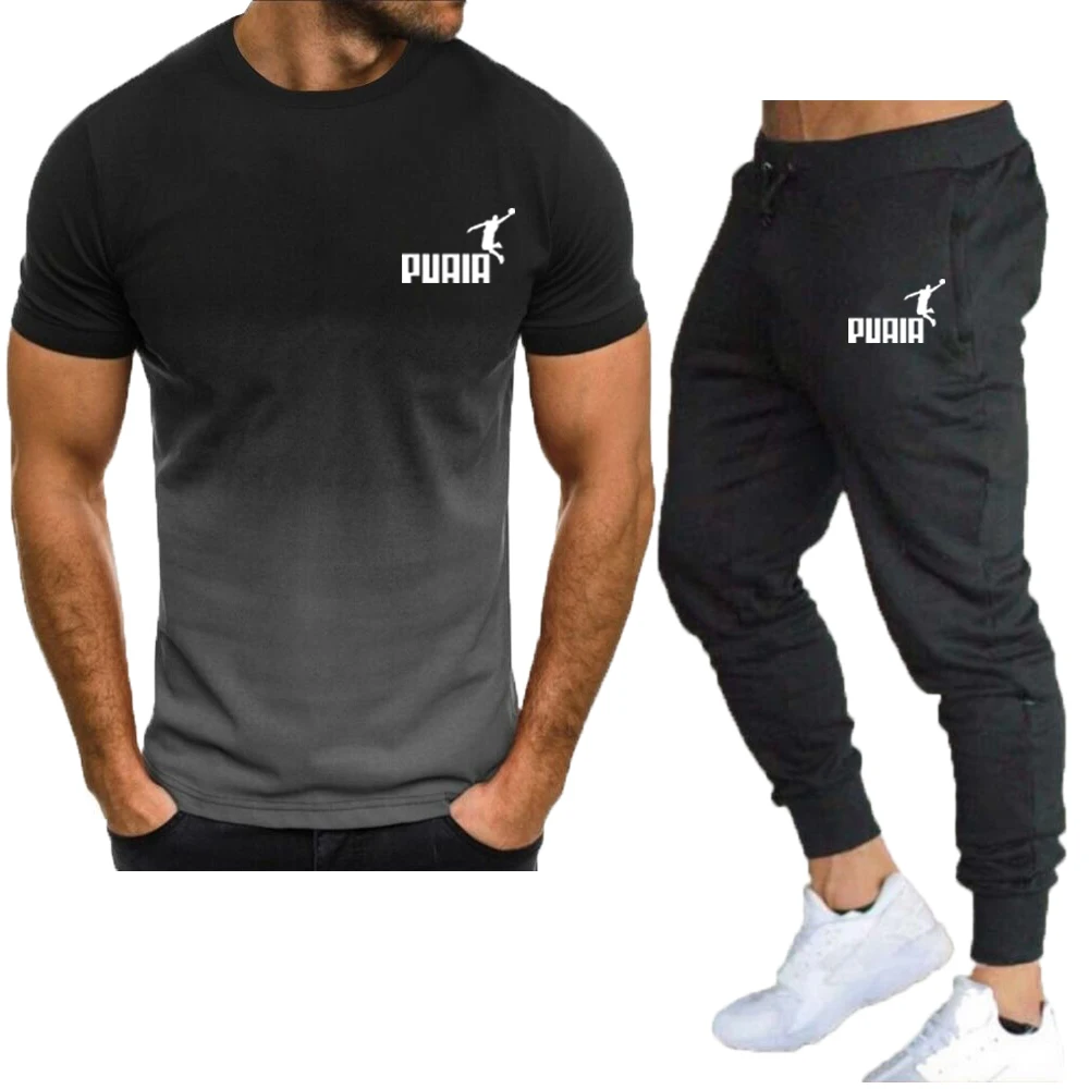 

Men's Sportswear Casual Sports Set T-shirt Sportswear 2-Piece Set 2023 New Sportswear Breathable O-Neck Street Wear Set