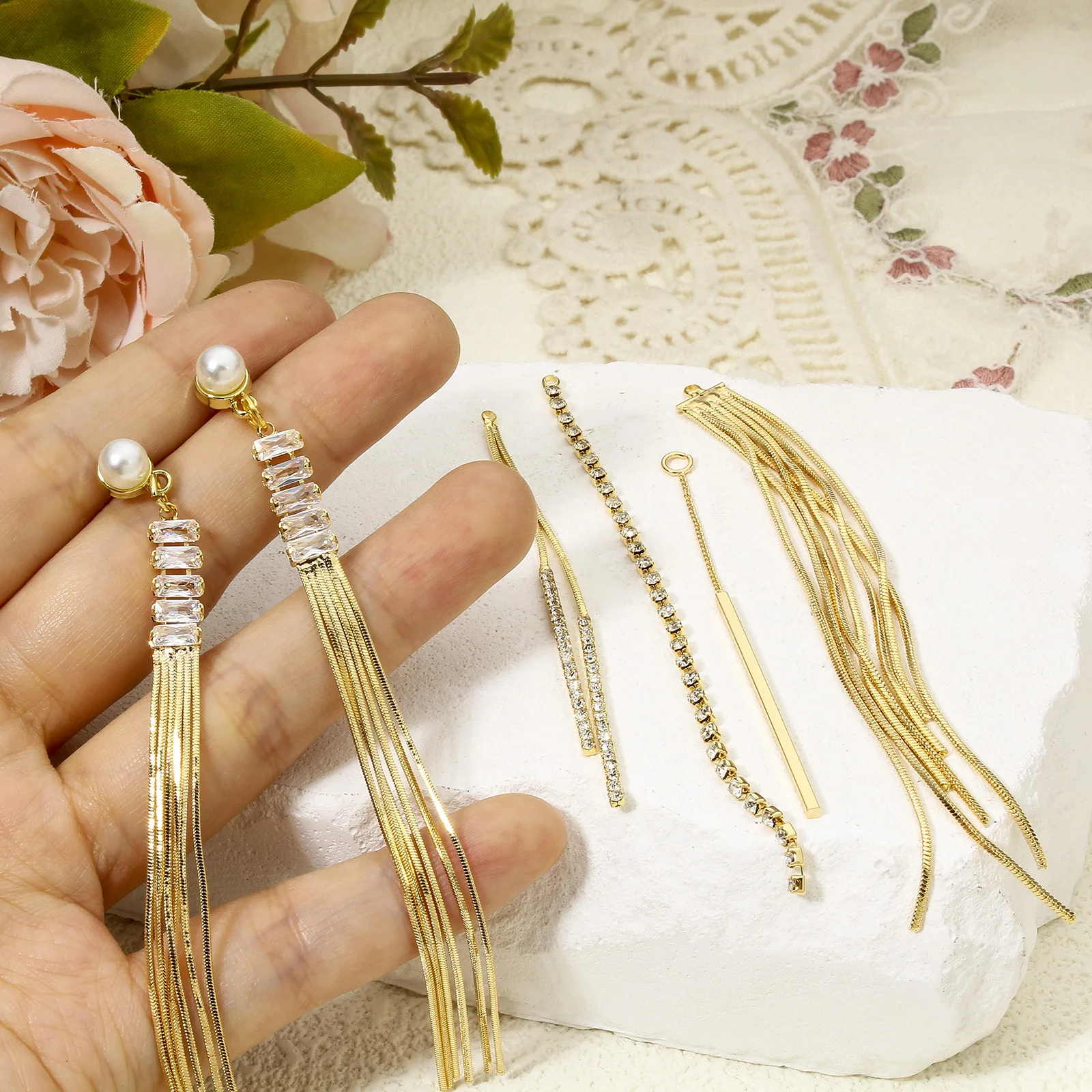 2 шт. латунные подвески длинная цепочка 18K