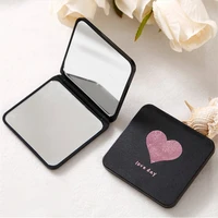 mini portable light makeup mirror square hand standing small cute kawaii mirror vanity foldable compact pocket cosmetics tools