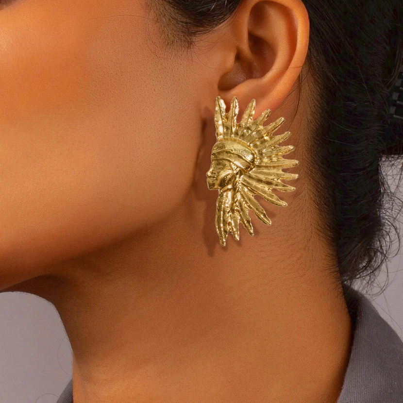 

Gold Color Vintage Woman Indian Style Earrings Wholesale