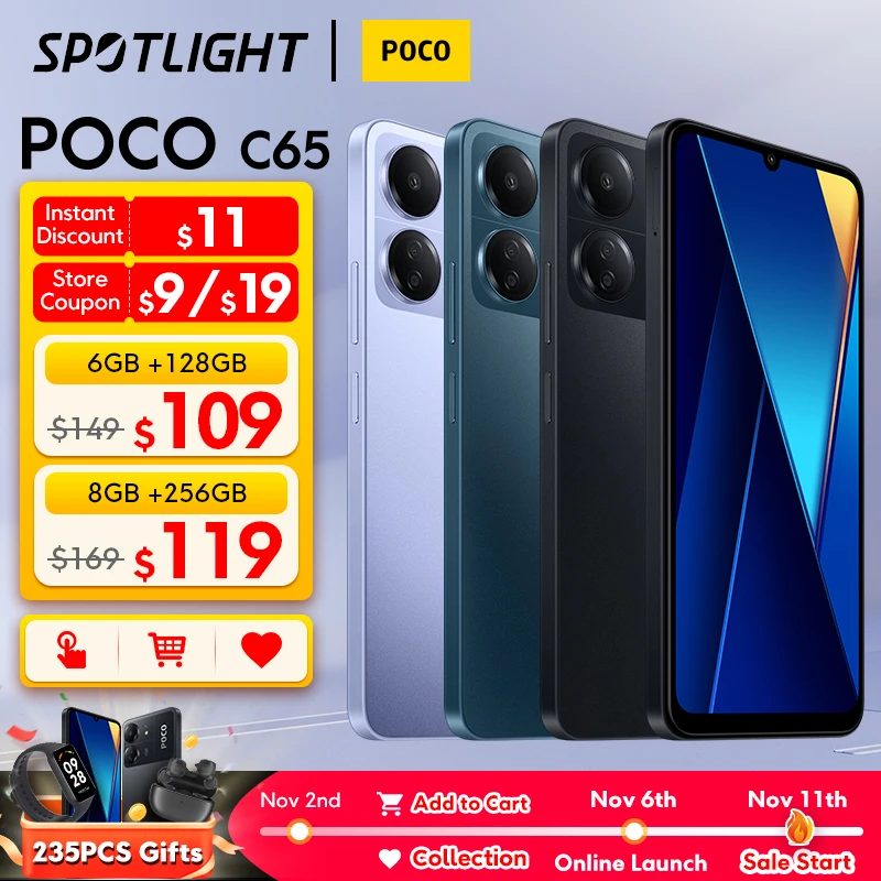 POCO C65 Global Version 128GB/256GB potente MediaTek Helio G85 50MP Al tripla fotocamera, aggiungi Al carrello e alla lista dei desideri!