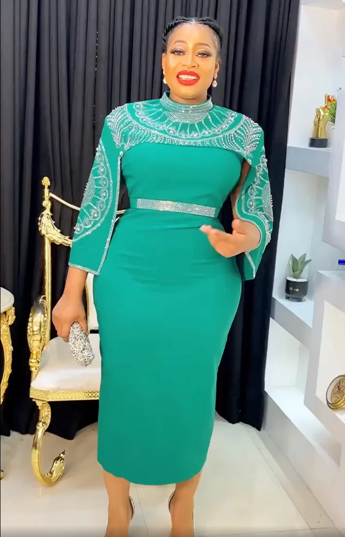 Plus Size Women's Dress Fashion Women's Large Heavy Industry Hot Diamond Party Evening Dress Solid Color Daily Commuter Dress