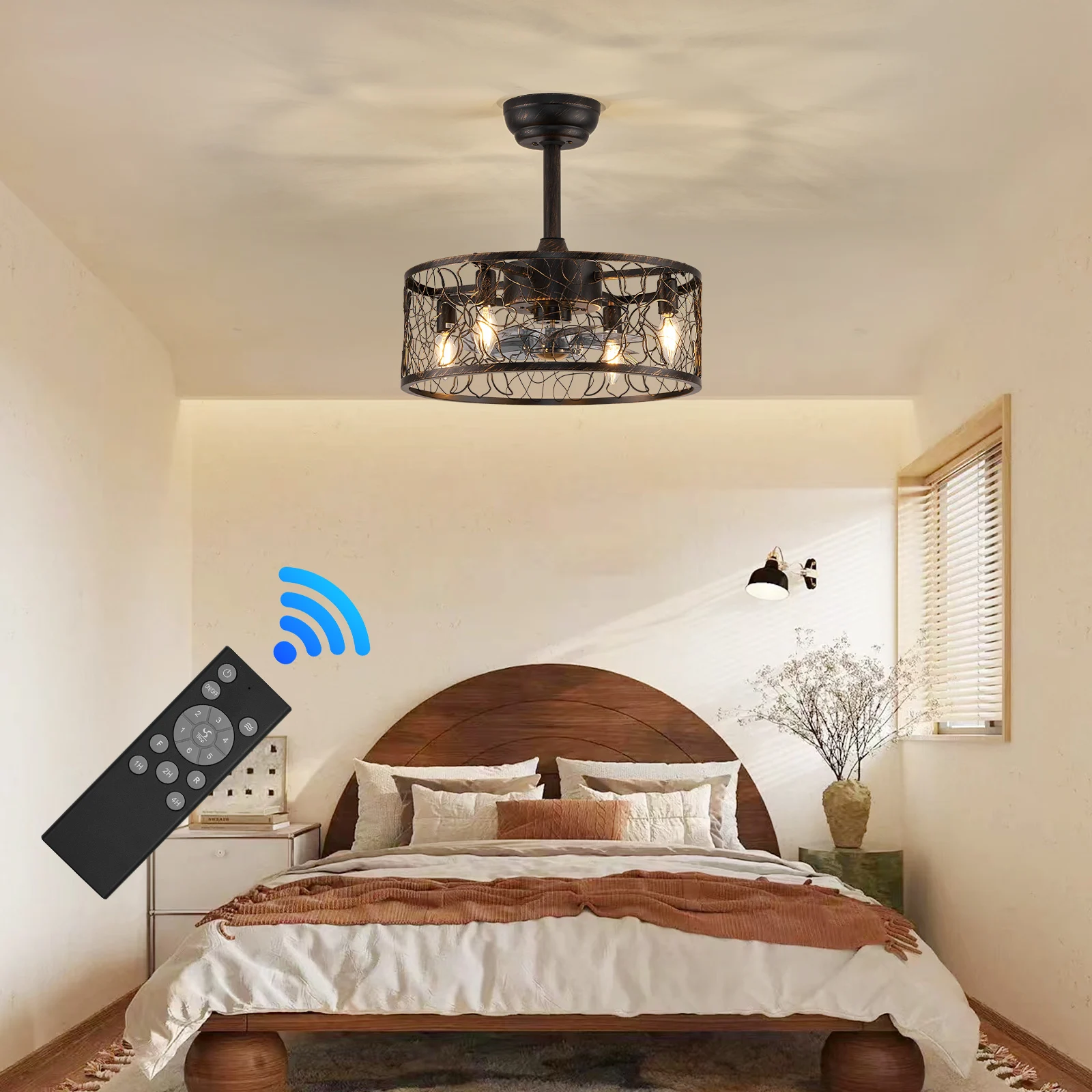 Потолочный ретро-вентилятор со светодиодной лампой подвесной вентилятор 42 дюйма