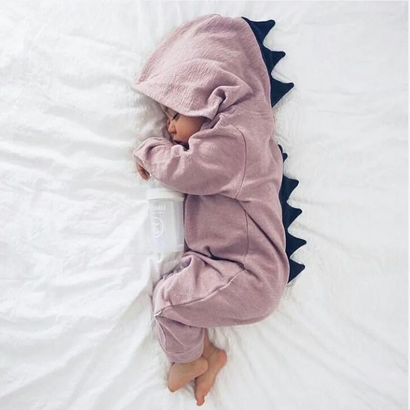 2022 Solid 3D Dinosaur Baby Rompers Cotton Full Sleeve Hooded Newborn Baby Clothes Spring Autumn Newborn Romper 6-18 Months