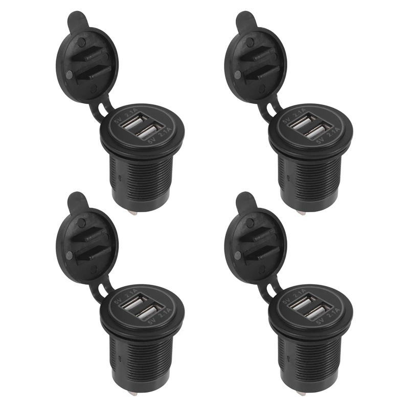 

4X 5V 4.2A Dual 2USB Charger Socket Adapter Power Outlet For 12V 24V Car Motorcycle(Green)