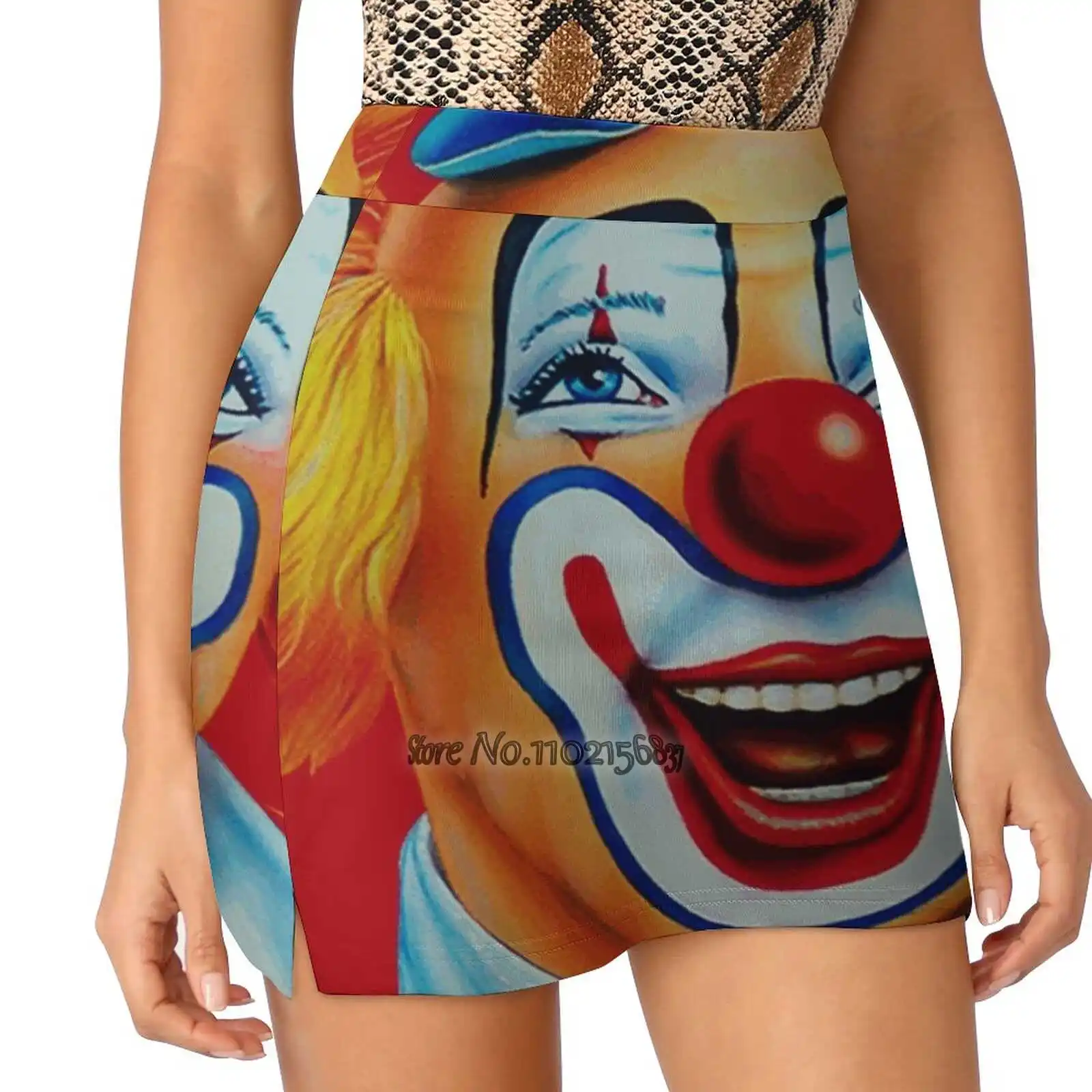 

Send In The Clowns - 2 Tennis Golf Skirt Sexy A-Line Harajuku Shorts Skirt With Phone Pockets Skort Cartoonish Clown Comical