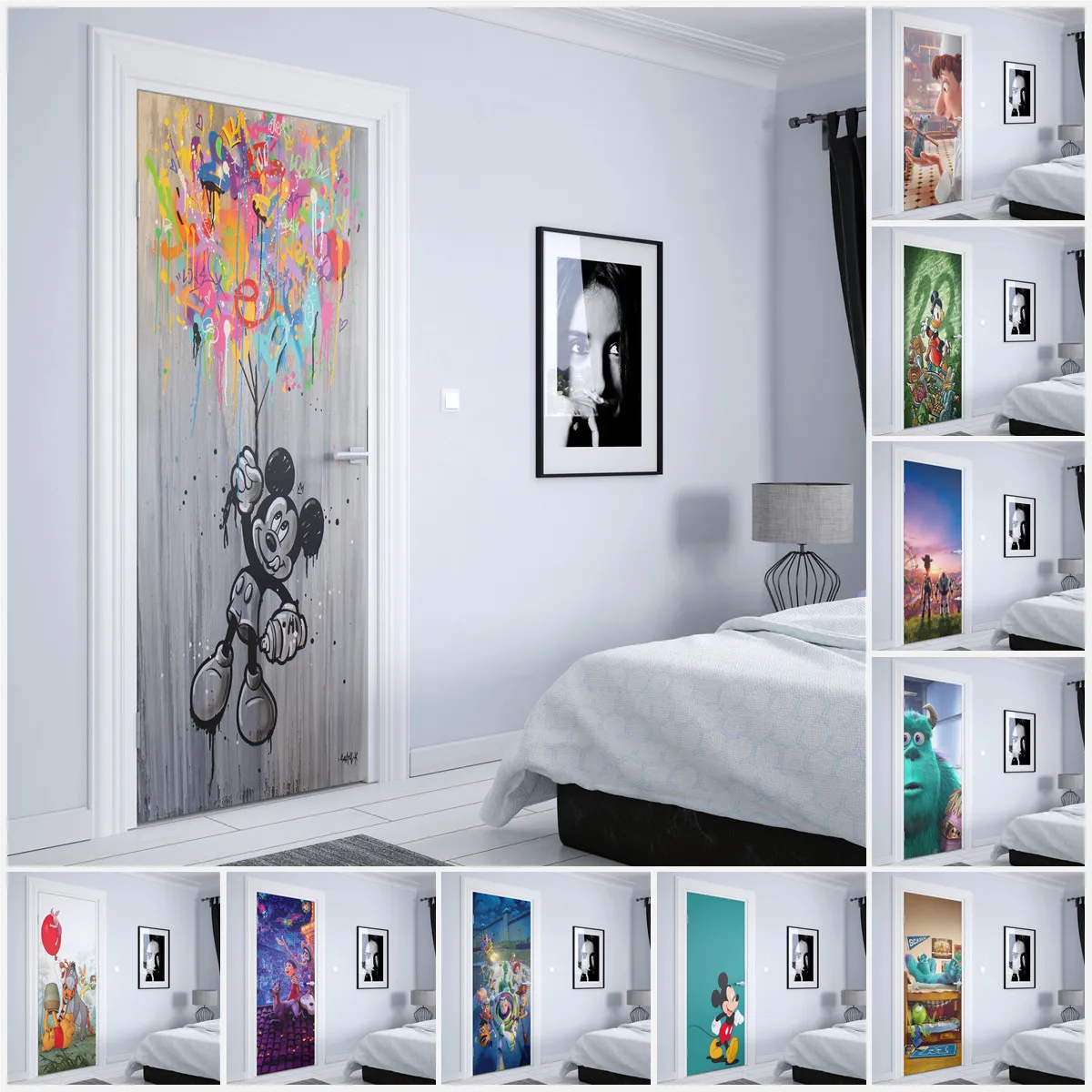

Disney Cartoon Mickey Mickey Mouse Winnie the Pooh Monsters, Inc. door stickers posters door decoration Wall Sticker wall art