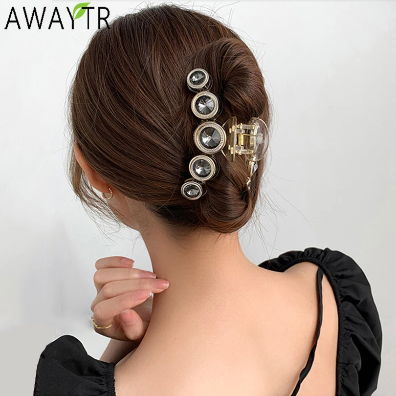 

AWAYTR Vintage Romantic Rhinestone Hair Clip Claws Crab Hairpin Headwear For Women Acryl Hairgrip Crystal Pearl Hair Accessories