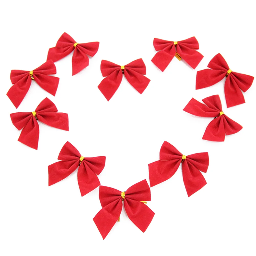 

10pcs/set Red Ribbon Christmas Decoration Bows Tree Bowknots for Party Home Festival Brooch Pin Decor