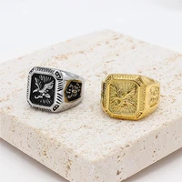 punk hip hop stainless steel eagle ring for men fashion goldsilver color scorpion eagle stamp ring biker jewelry gift
