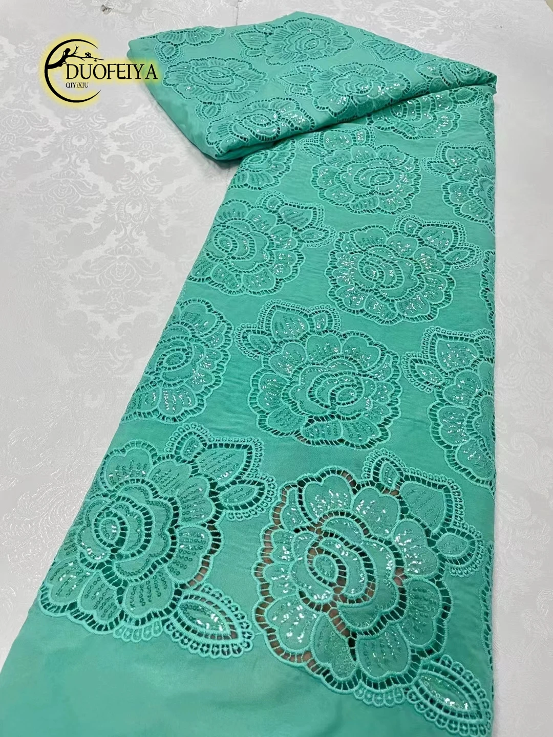 

African Chiffon Lace Fabric 2023 High Quality Nigerian Chiffon Lace Wedding Sequin Material For Dress Party Sewing 5 Yards