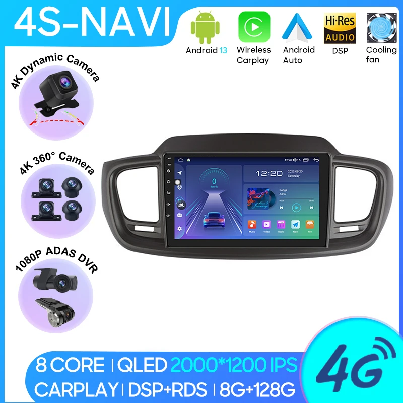 

Car MP4 Radio Carplay Android Player For Kia Sorento 3 2014 - 2017 Navigation GPS Android Auto DSP 4G BT Wifi No 2din DVD
