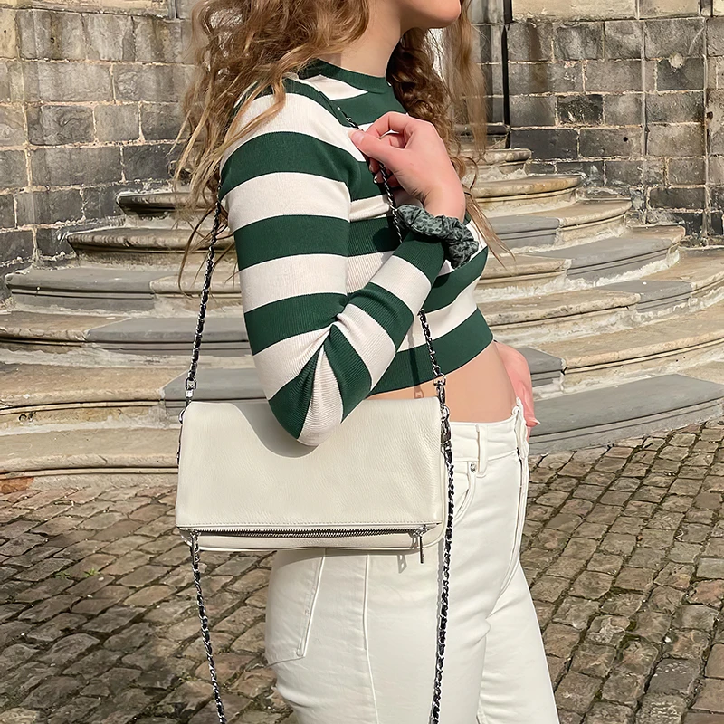 

2022 New Genuine Leather Women Chain Shoulder Bags Leather Bags For Women Fashion Simple Womens Handbags Ladies Crossbody Bag