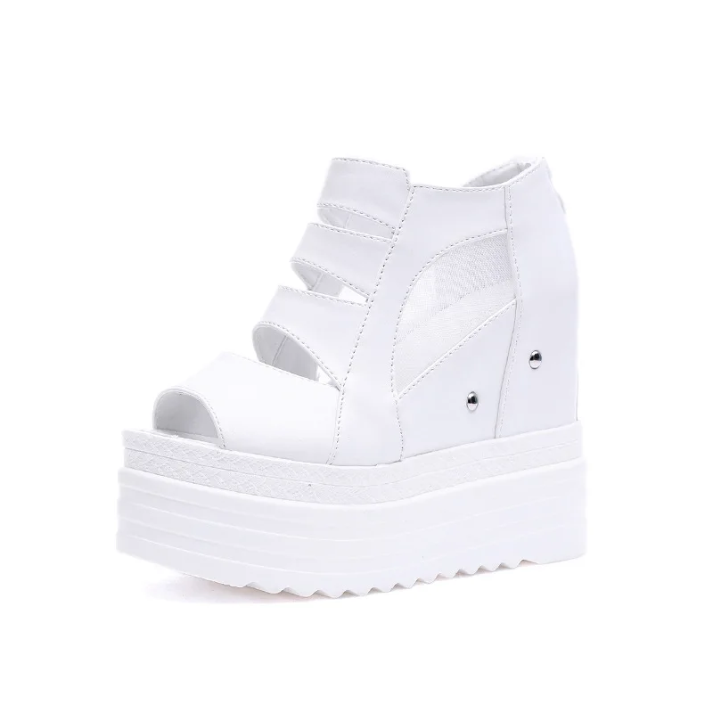 

HUAXI Summer Women Sandals Buckle Design Black White Platform Sandals Comfortable Women Thick Sole Beach Shoes Heighten