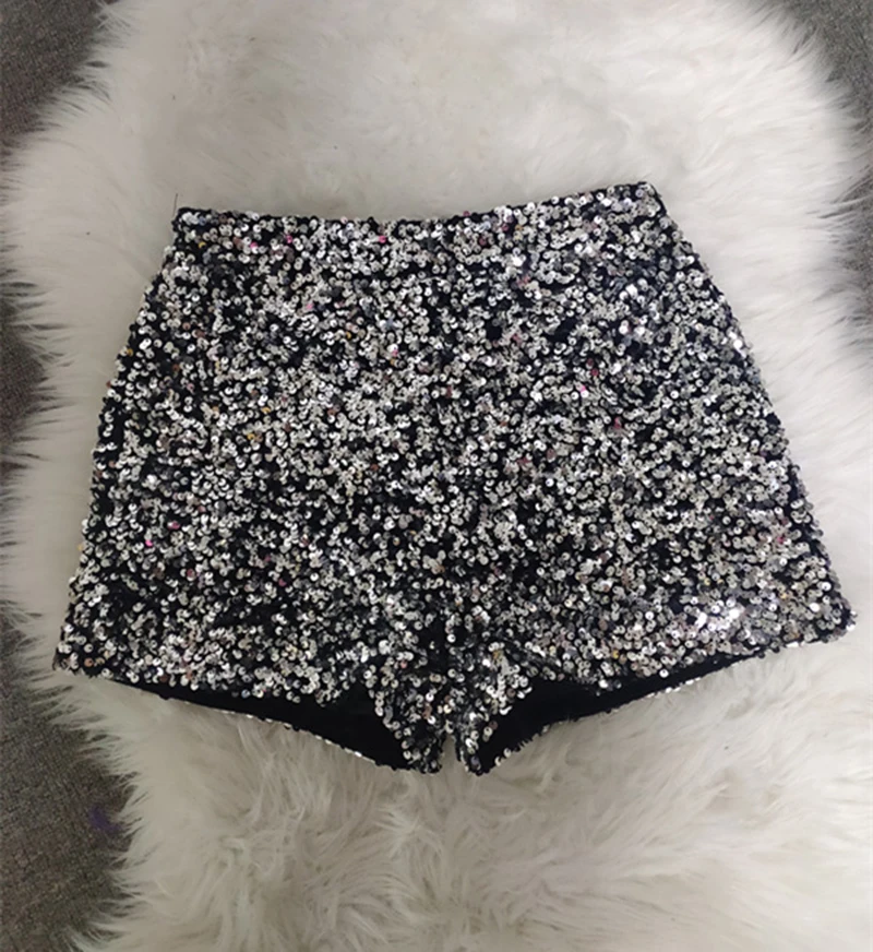 2023 Summer New Retro Fashion Sexy Slimming Jean Shorts High Street Shorts Sequin Shiny Versatile Short Pants Clubwear Hot Pants