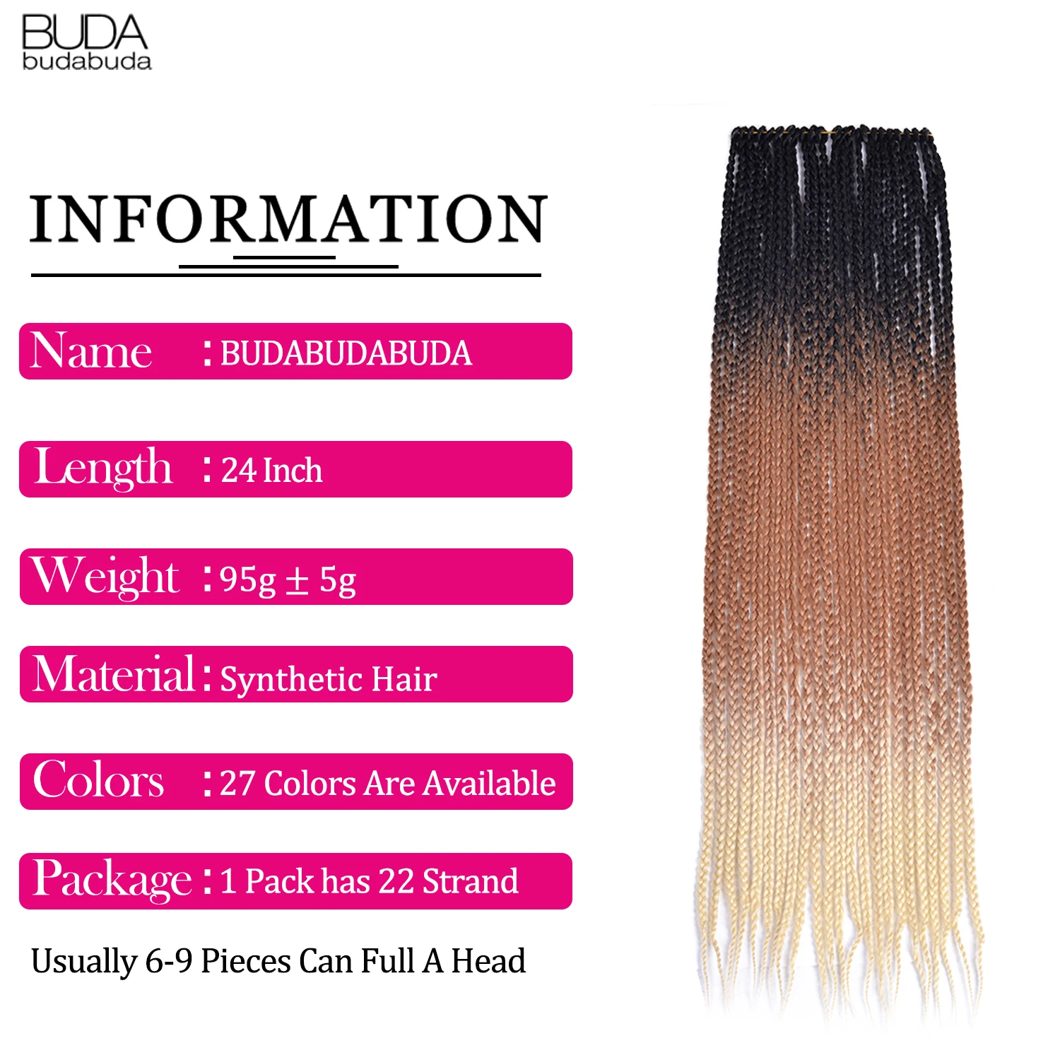 Косички Омбре в коробке длинные предварительно закрученные вязаные косички для