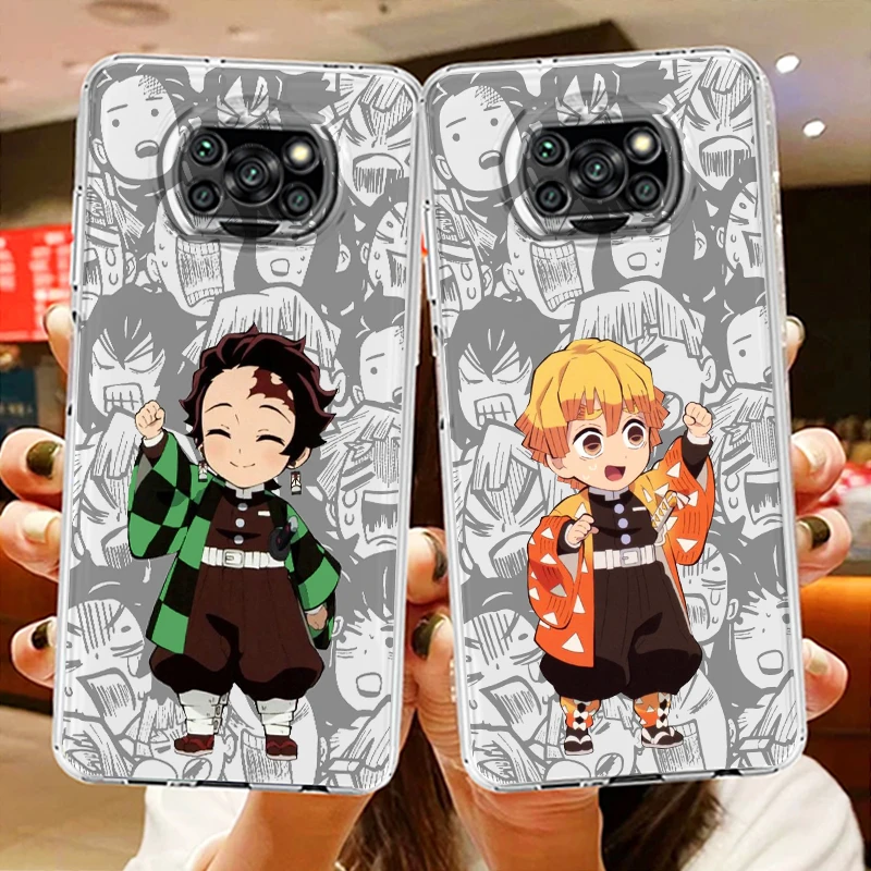 

Demon Slayer Anime Boy Transparent Phone Case For Xiaomi Mi Poco X5 X4 X3 NFC F4 F3 GT M5s M4 M3 Pro C55 C50 5G