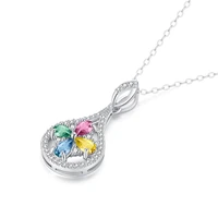 natural sapphire necklace exquisitely inlaid crystal transparent fire color flashing sapphire pendant chain s925 silver
