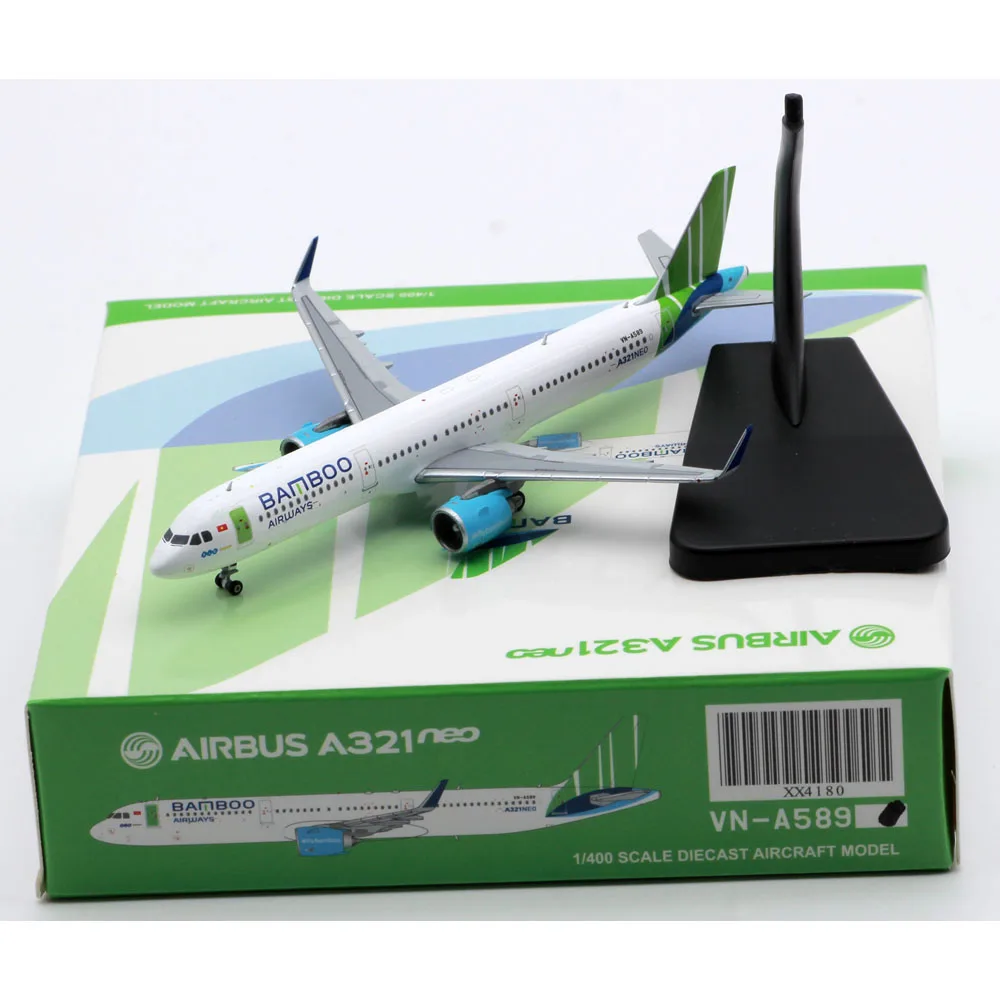 XX4180 Alloy Collectible Airplane Gift JC Wings 1:400 Bamboo Airways Airbus A321NEO Diecast Aircraft Model VN-A589 With Stand on. XX4180 Собираемая модель самолета из сплава подарок JC Wings 1:400 Bamboo Airways Airbus A321NEO Модель самолета из литого сп