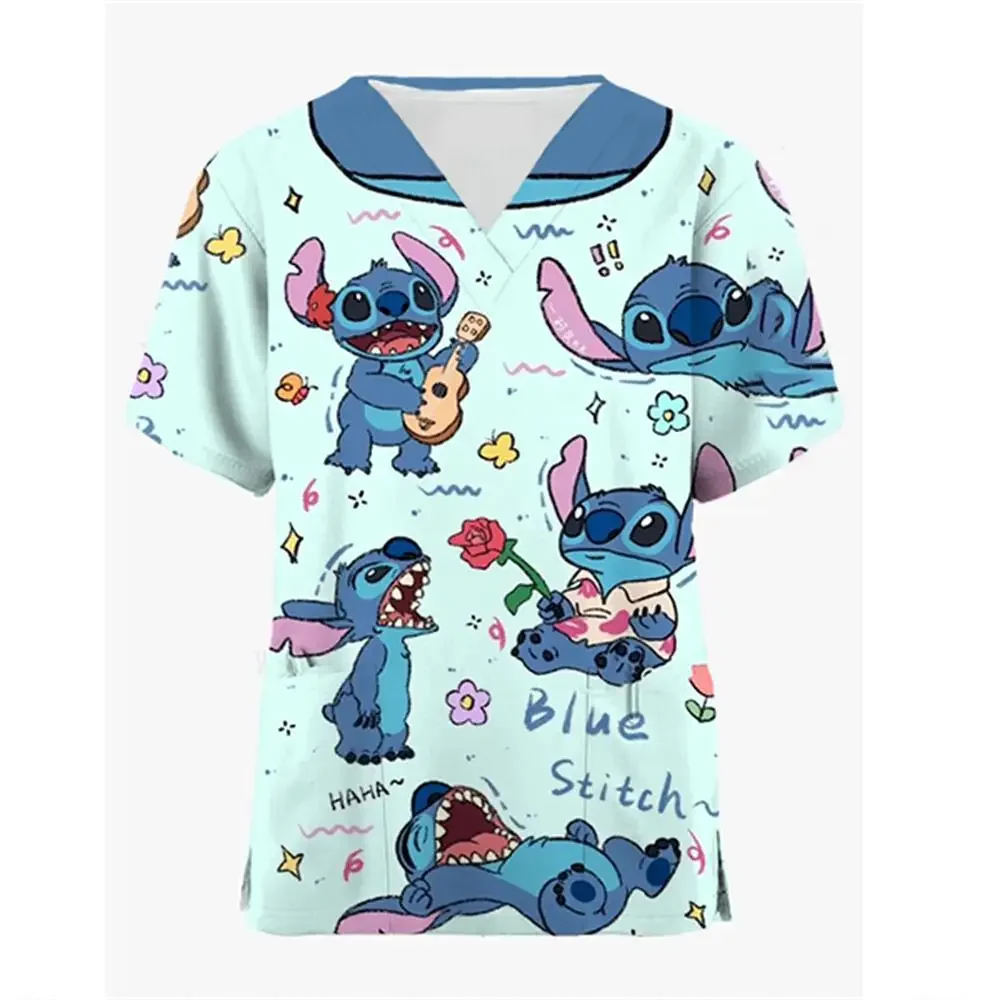 Футболка женская летняя с V-образным вырезом и карманом Y2k