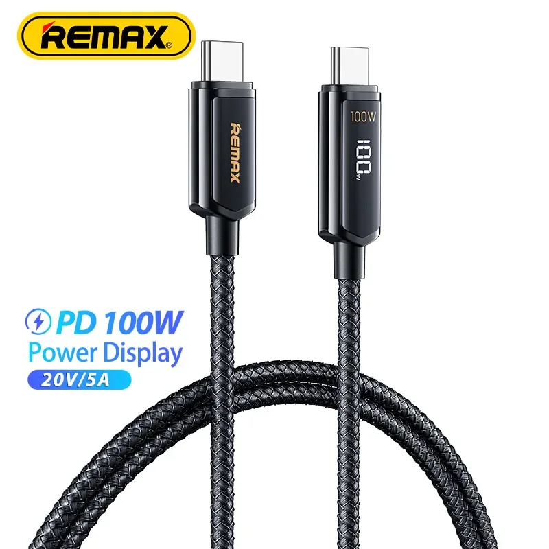 

Remax PD 100W 20V 5A USB C Cable To Lightning Type C Cables for Macbook IPad Iphone 12 Huawei Phone Super Fast Charging With LED