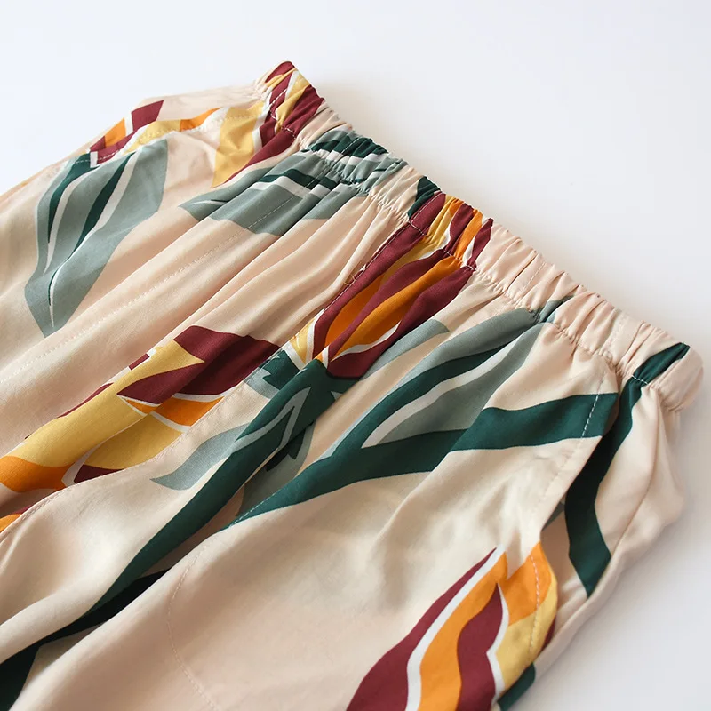 Women's new faux cotton trousers multicolor large size spring and summer beam leg pants thin section can be worn outside air con