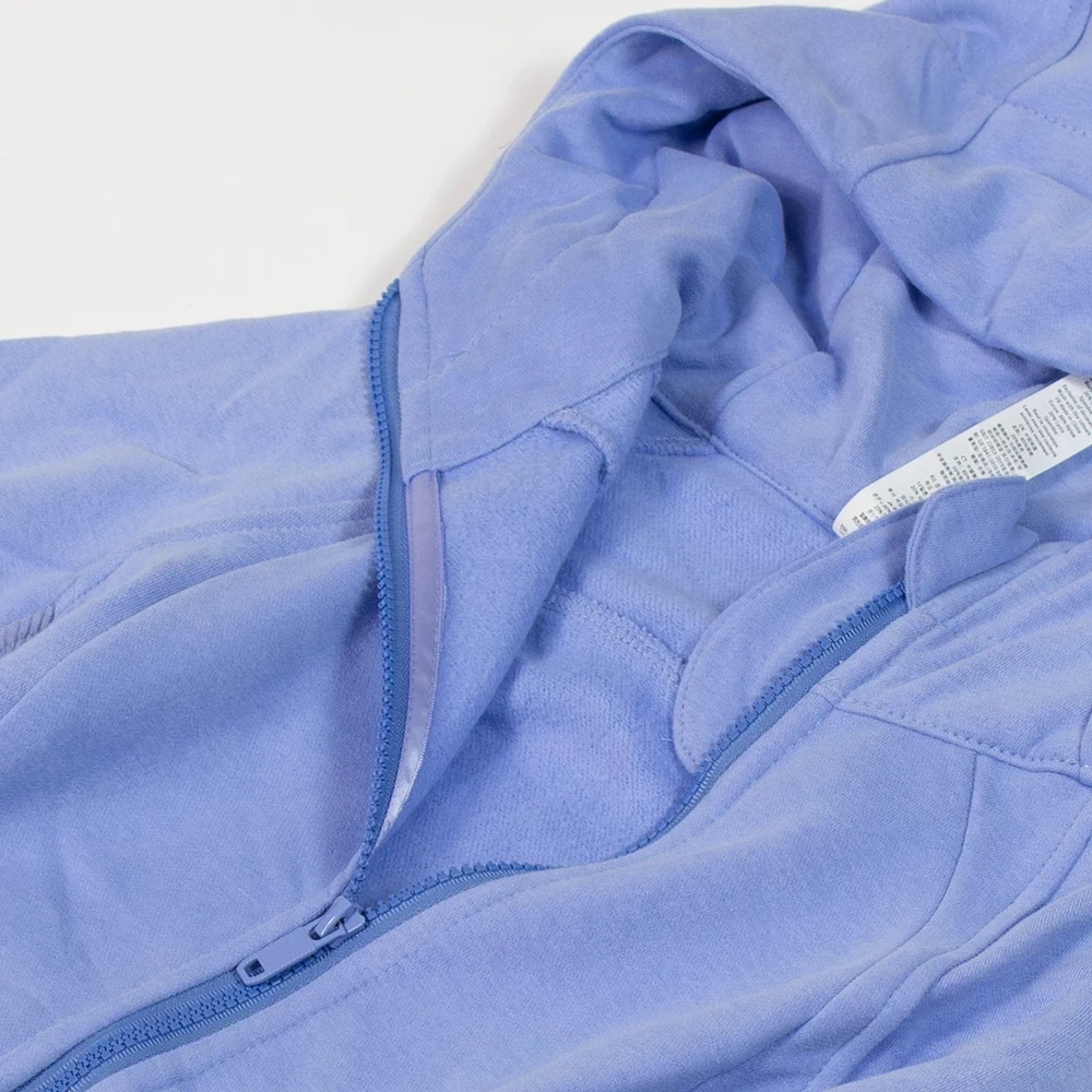 Lulu Winter Thicken Warm Long Sleeve Hooded Sweatshirts Define Jackets Coat With Pockets Sports Fitness Yoga Zip Up Women Hoodie