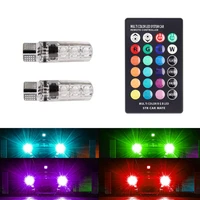 2x t10 led 194 168 w5w 5050 smd rgb car dome reading light automobiles wedge lamp rgb led bulb with remote controller