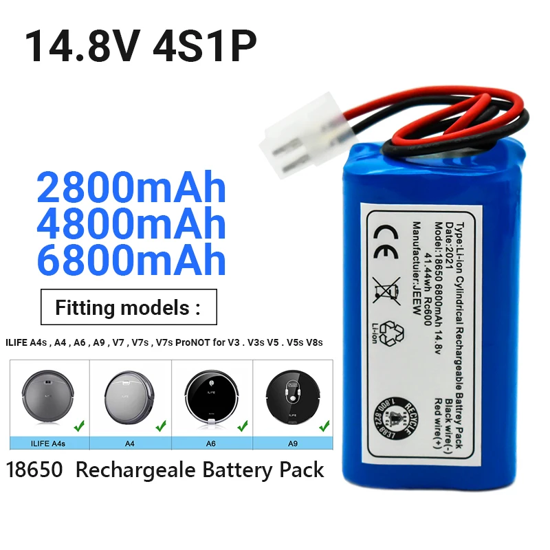 

superior quality Rechargeable Battery 14.8V 6800mAh robotic vacuum cleaner accessories parts for Chuwi ilife A4 A4s A6