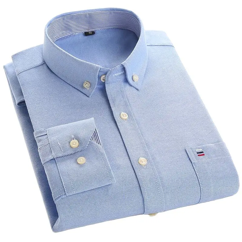 

Oxford Shirt Men Striped 100% Cotton Men's Long-Sleeved Shirts Spring Autumn Plaid Shirt Oxford Casual Dress Shirt Male Camisas