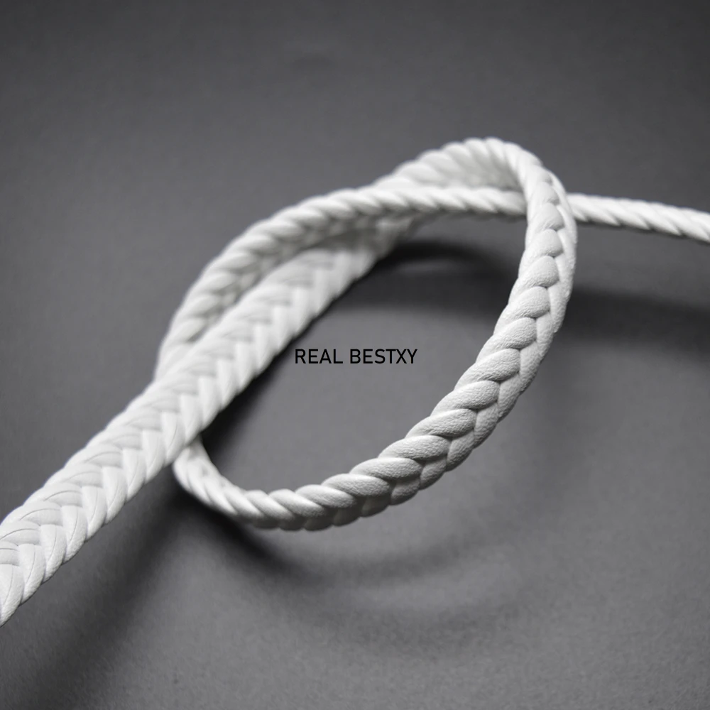 Плоский кожаный шнур шириной около 10*4 мм кружевные шнуры белого цвета для