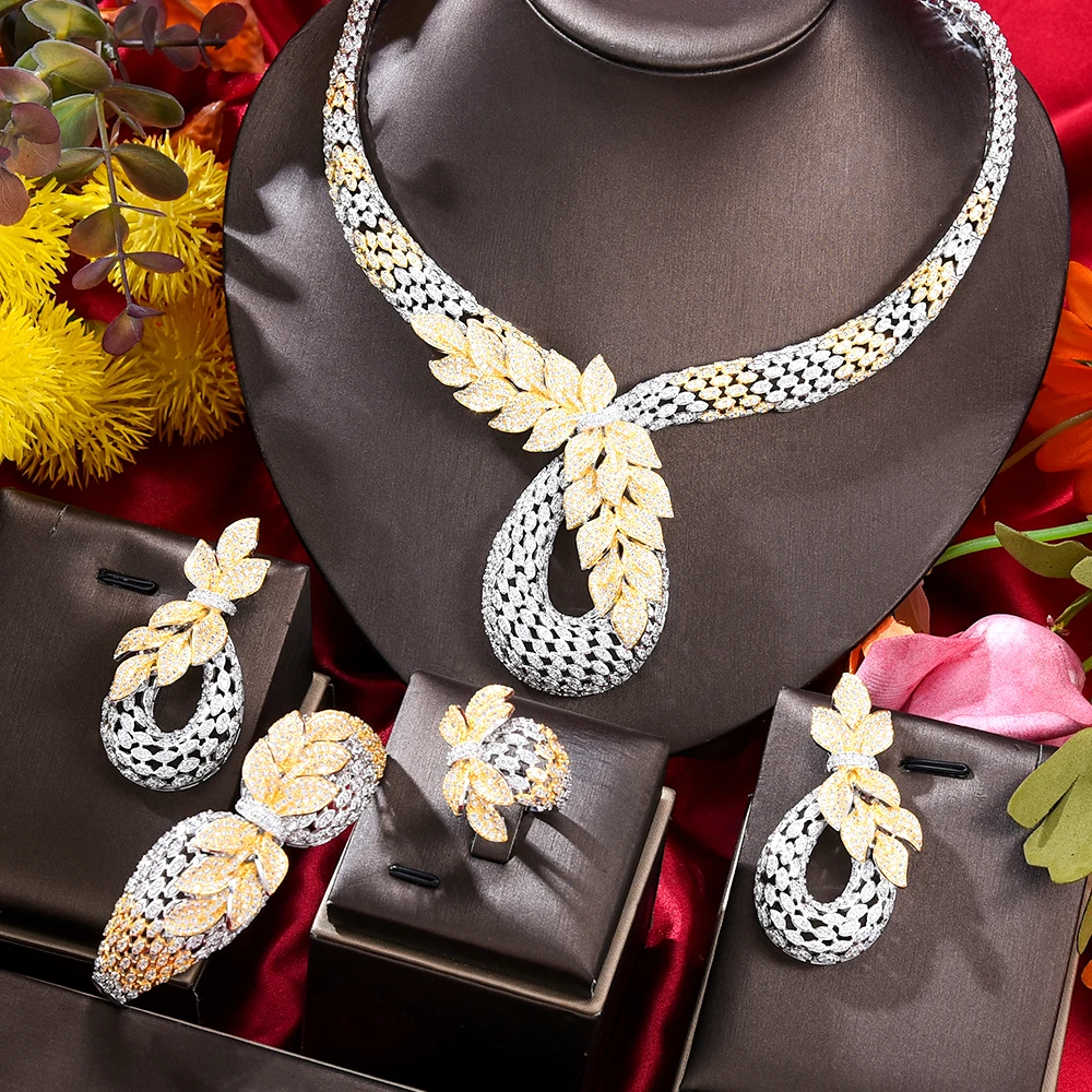 

Soramoore Gorgeous Luxury Necklace Earrings Bangle Ring Jewelry Set Super Bridal Wedding Accessories High Quality New Fashion