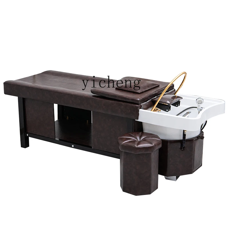 

XL Ceramic Basin Steel Frame Thai Style Shampoo Chair Water Circulation Fumigation Head Therapy Bed Barber Shop