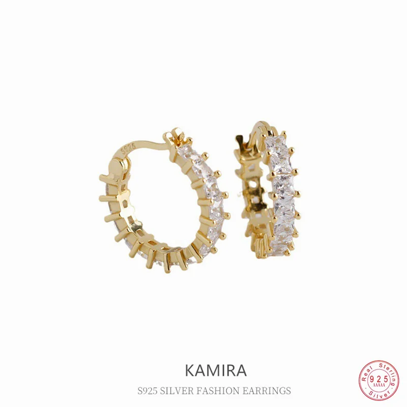 

KAMIRA 925 Sterling Silver Hug Zircon Earrings for Women Luxury Piercing Earrings Summer Party Banquet Exquisite Charms Jewelry