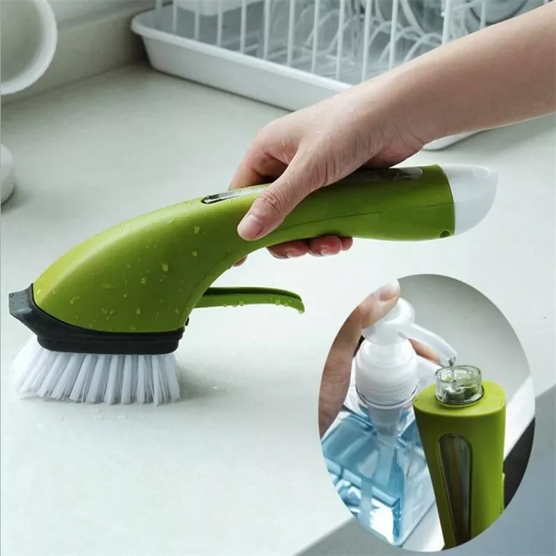 

2 In 1 Bathroom Cleaning Brush Soap Dispenser Floor Tile Cleaner Brush Kitchen Sink Scrubber Home Cleaning Supplies