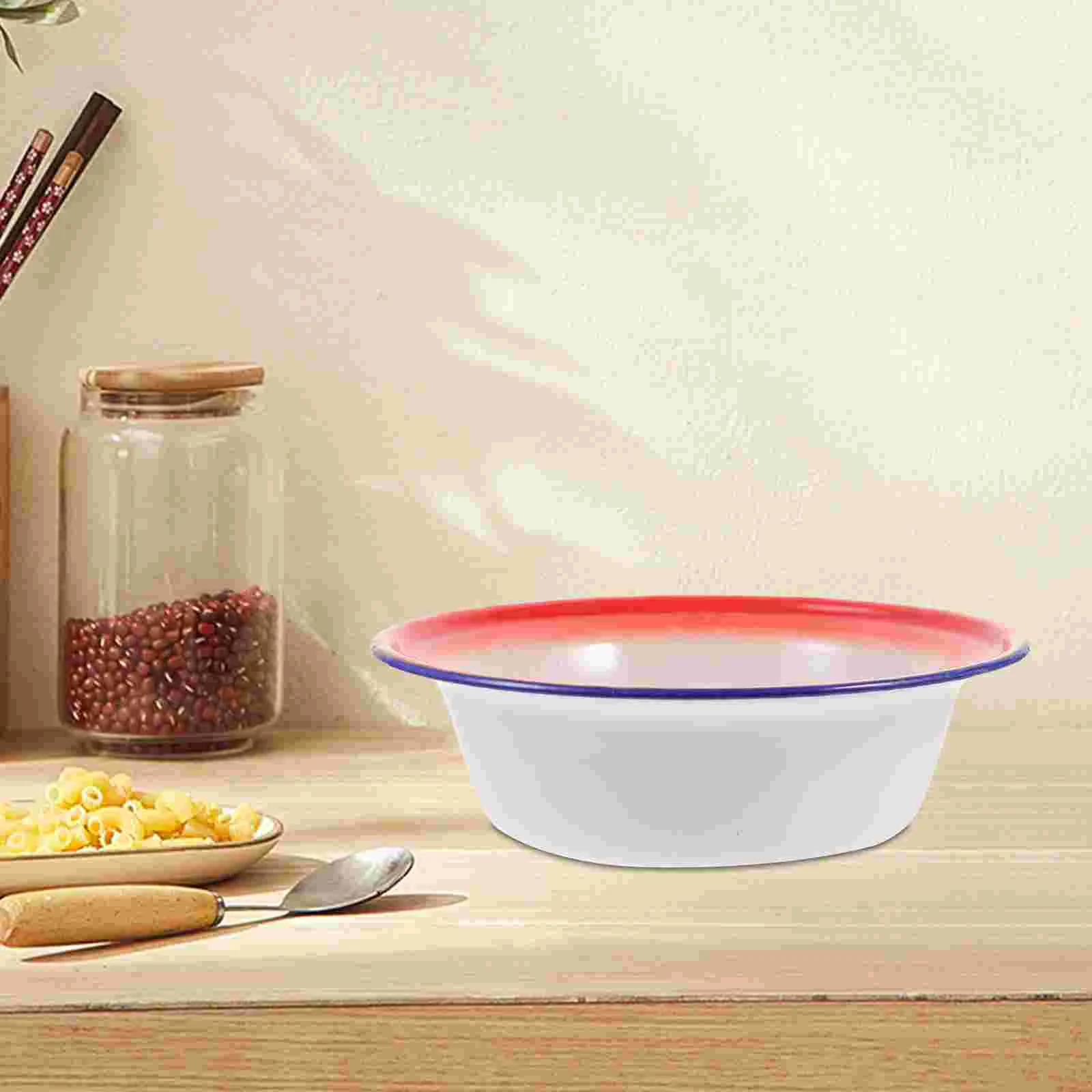 Классическая круглая сервировочная миска эмаль фетучицина макароны ретро лапша