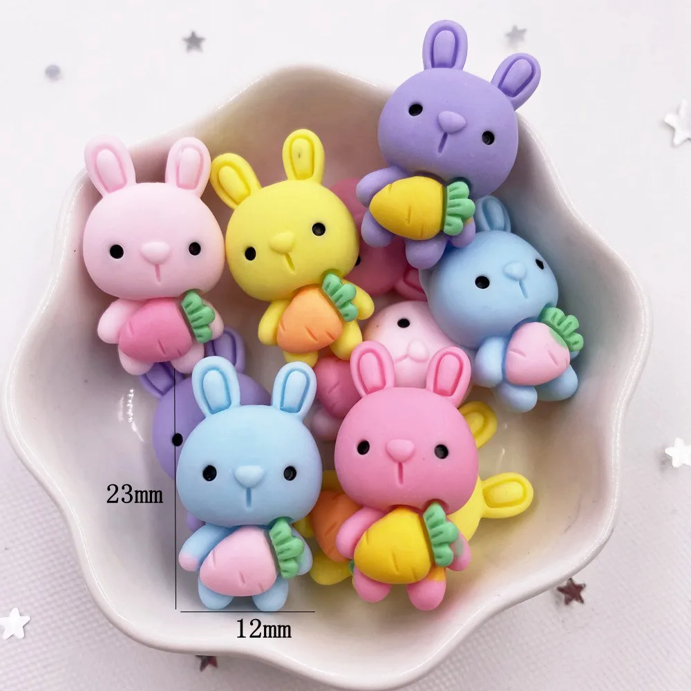 10 шт. разноцветные кавайные кролики из смолы редис кабошон с плоской задней