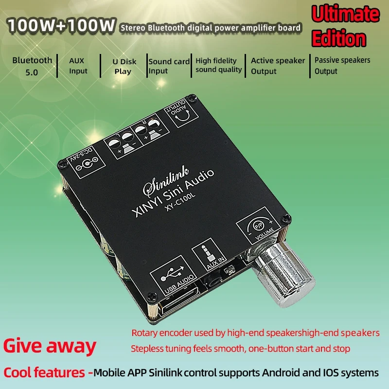 2 шт. цифровой стереоусилитель высокой мощности Hi-Fi 100WX2 Bluetooth 5 0 AUX USB усилитель для