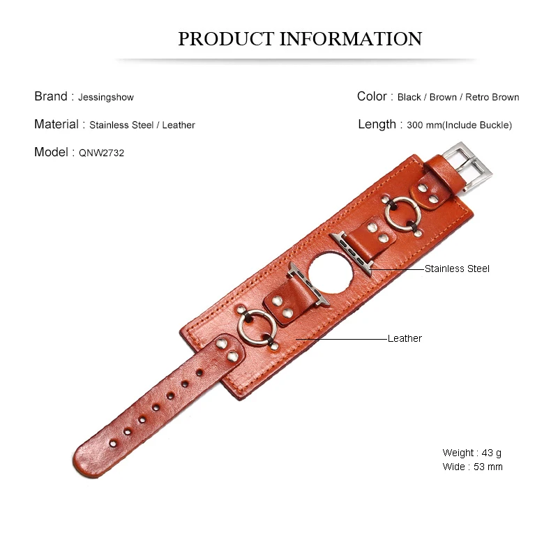 Ремешок из воловьей кожи в стиле панк для Apple Watch Band 44 мм 45 41 40 42 49 Браслет Correa iWatch