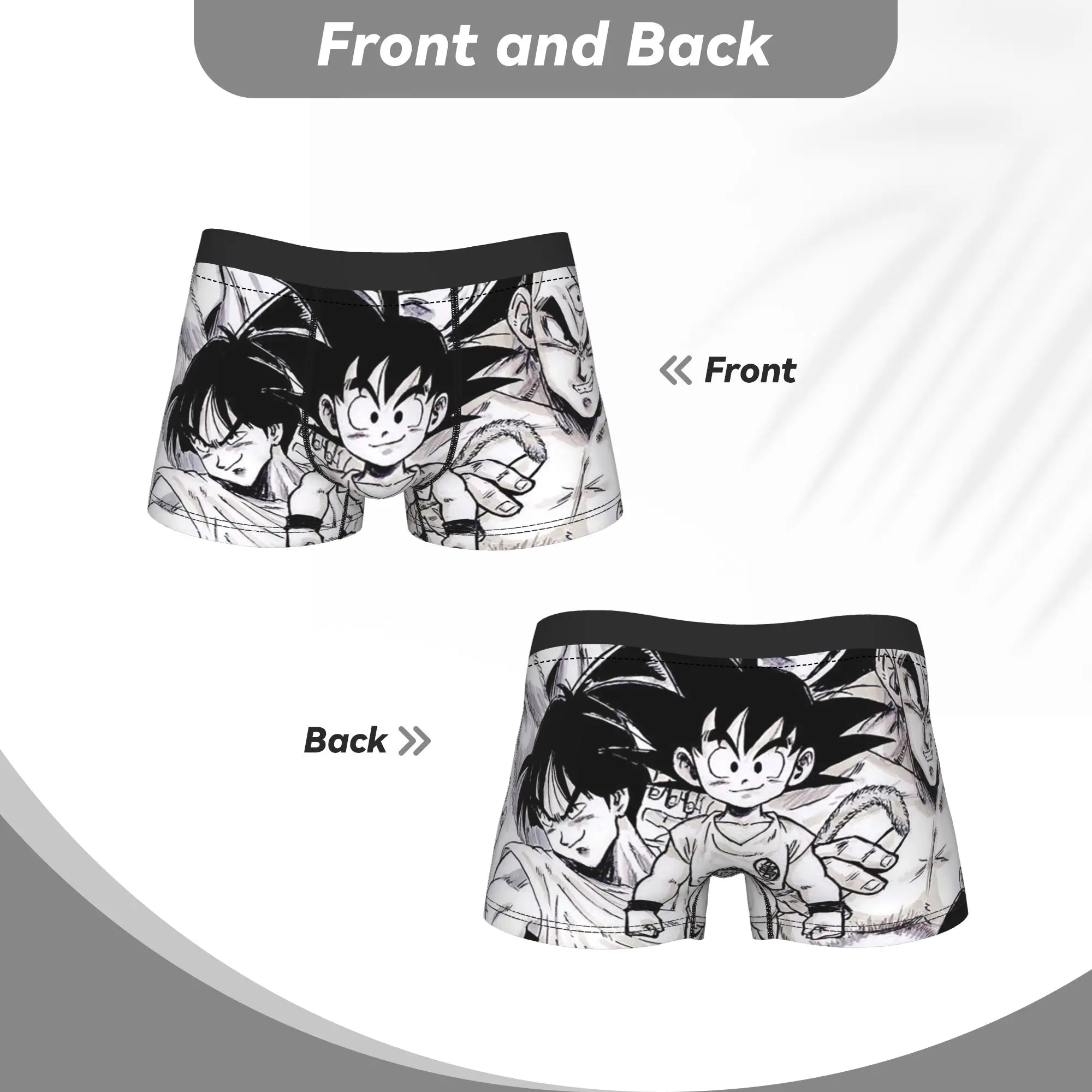 Фото Мужское нижнее белье Goku Mange, японские трусы-боксеры с изображением дракона, аниме, сексуальные дышащие трусы для мужчин, большие размеры №4