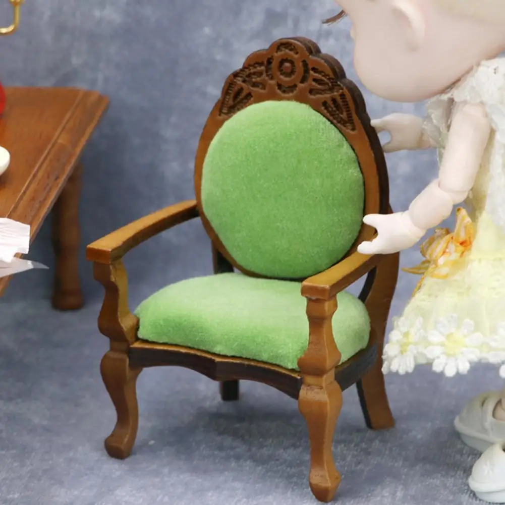 

Модель стула, винтажная деревянная уникальная модель стула для кукольного домика, модель стула для кукольного домика 1/12, игрушечное кресло ...