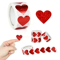 300pcsroll 2 7cm red heart sticker valentines day gift packaging sticker label decoration envelope seal wedding tag decor