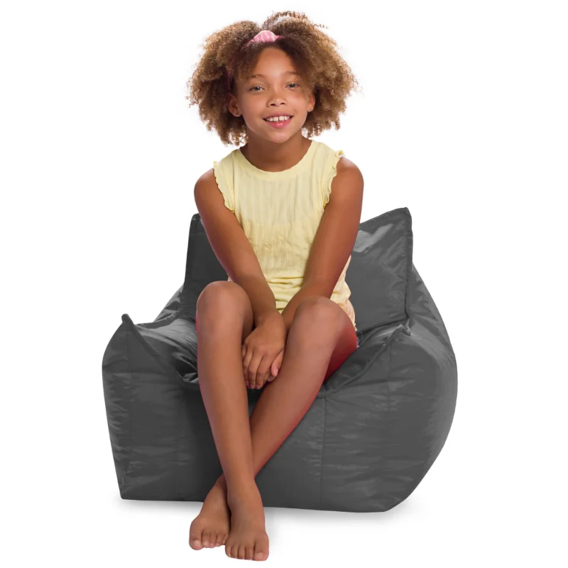 

Newport Lounger, Structured Bean Bag Chair, Kids, 2.1 ft L x 2.1 ft W x 1.7 ft H, Charcoal Gray Lazy Sofa Chairs for Bedroom