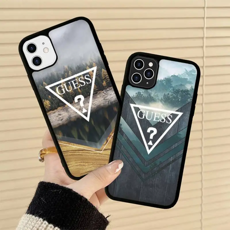 

Luxury Guess Forest Geometry Wood Nature Phone Case Silicone PC+TPU Case for iPhone 11 12 13 Pro Max 8 7 6 Plus X SE XR Fundas