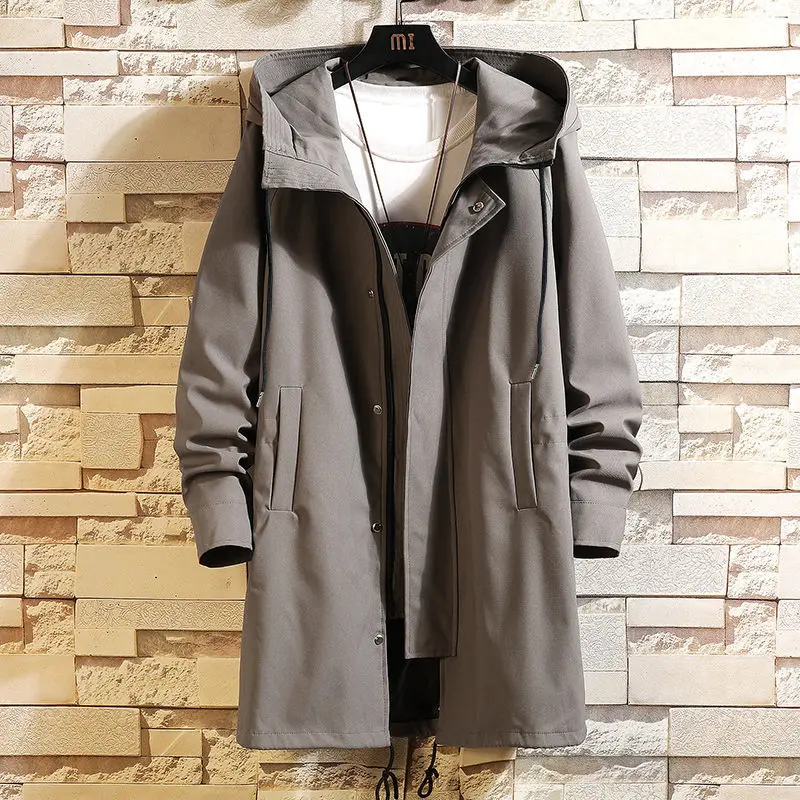 

New Mens Business Jacket Fashion Autumn Men Long Cotton Windbreaker Jackets Overcoat Male Casual Winter Trench Outwear Coat Y855