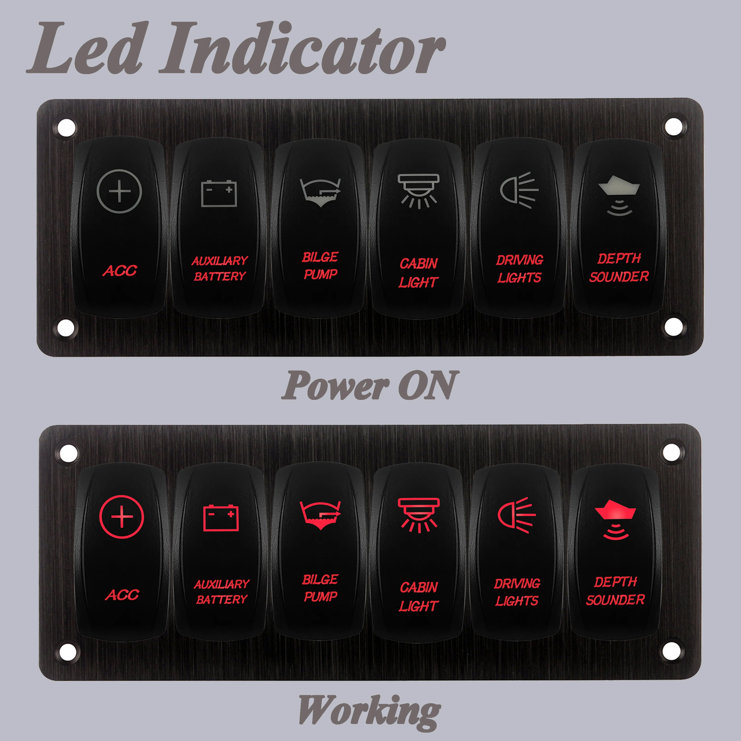 Пользовательская 6-клавишная алюминиевая клавишная панель проводная с 12 В 20 А