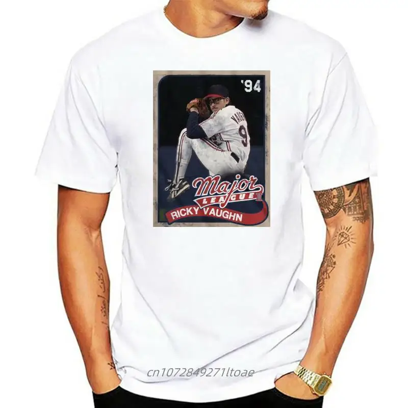

Major League T-Shirt Ricky Vaughn Baseball Card Navy Tee